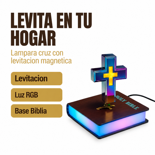 Cruz Levitante con Biblia LED